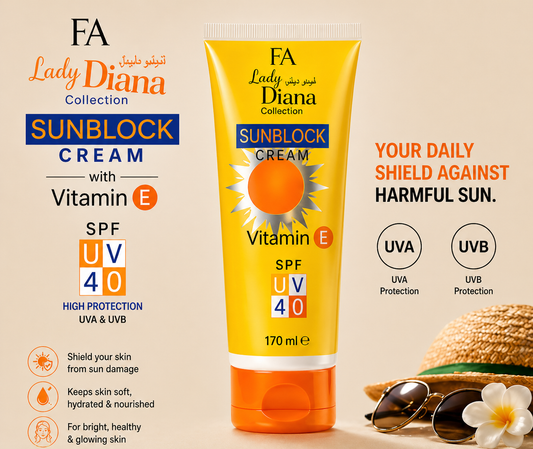 FA Lady Diana SPF 40 Sunblock Cream Vitamin E – UVA/UVB