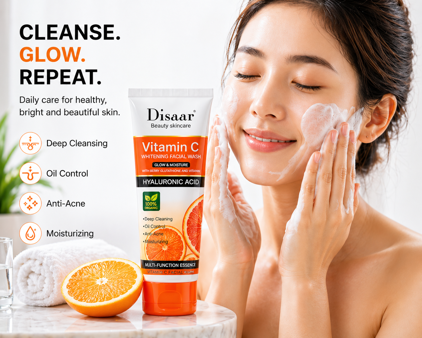 Disaar Vitamin C Facial Wash – Brightening & Oil Control Cleanser