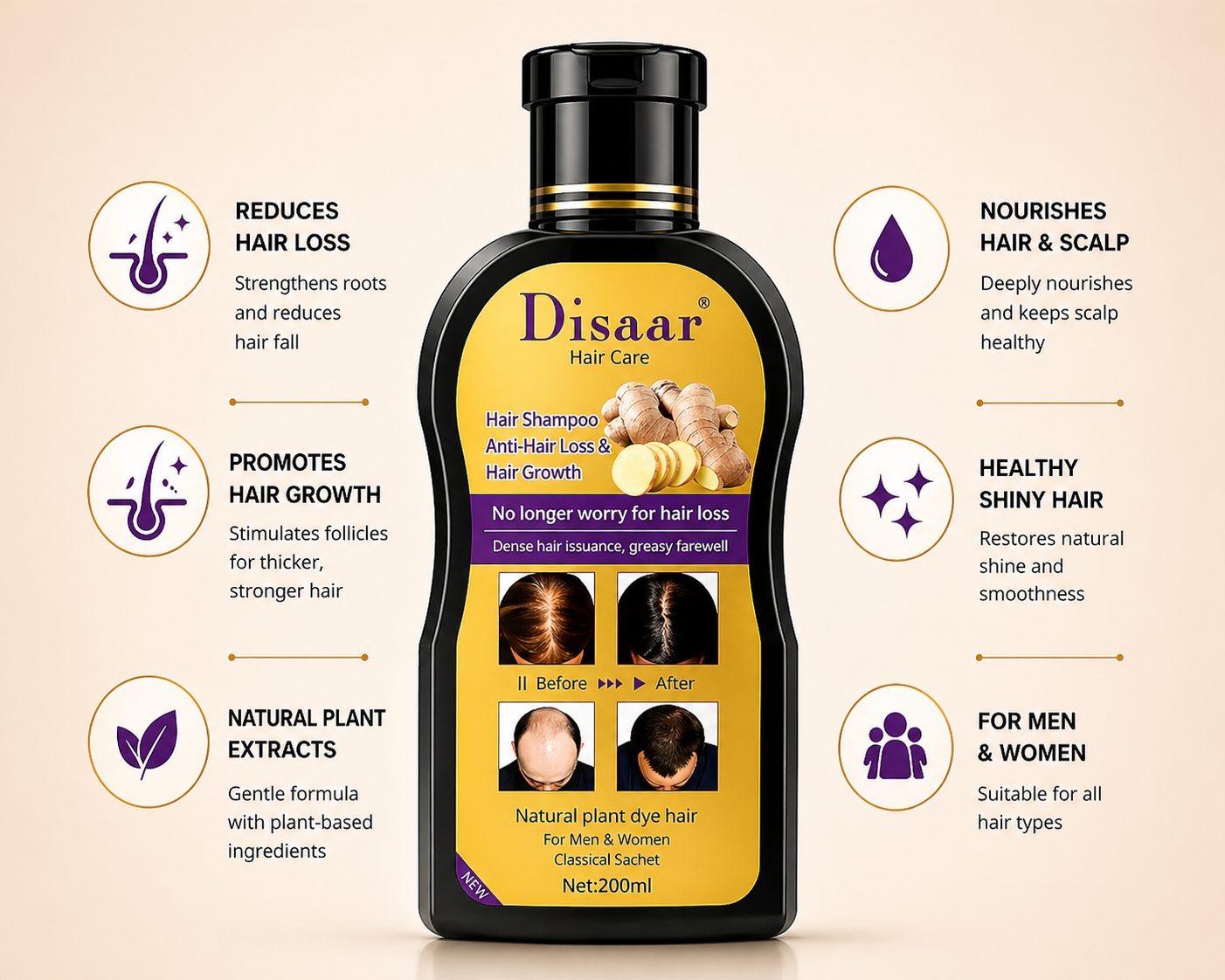 Disaar Hair Care Anti Hair Loss & Growth Shampoo 200ml