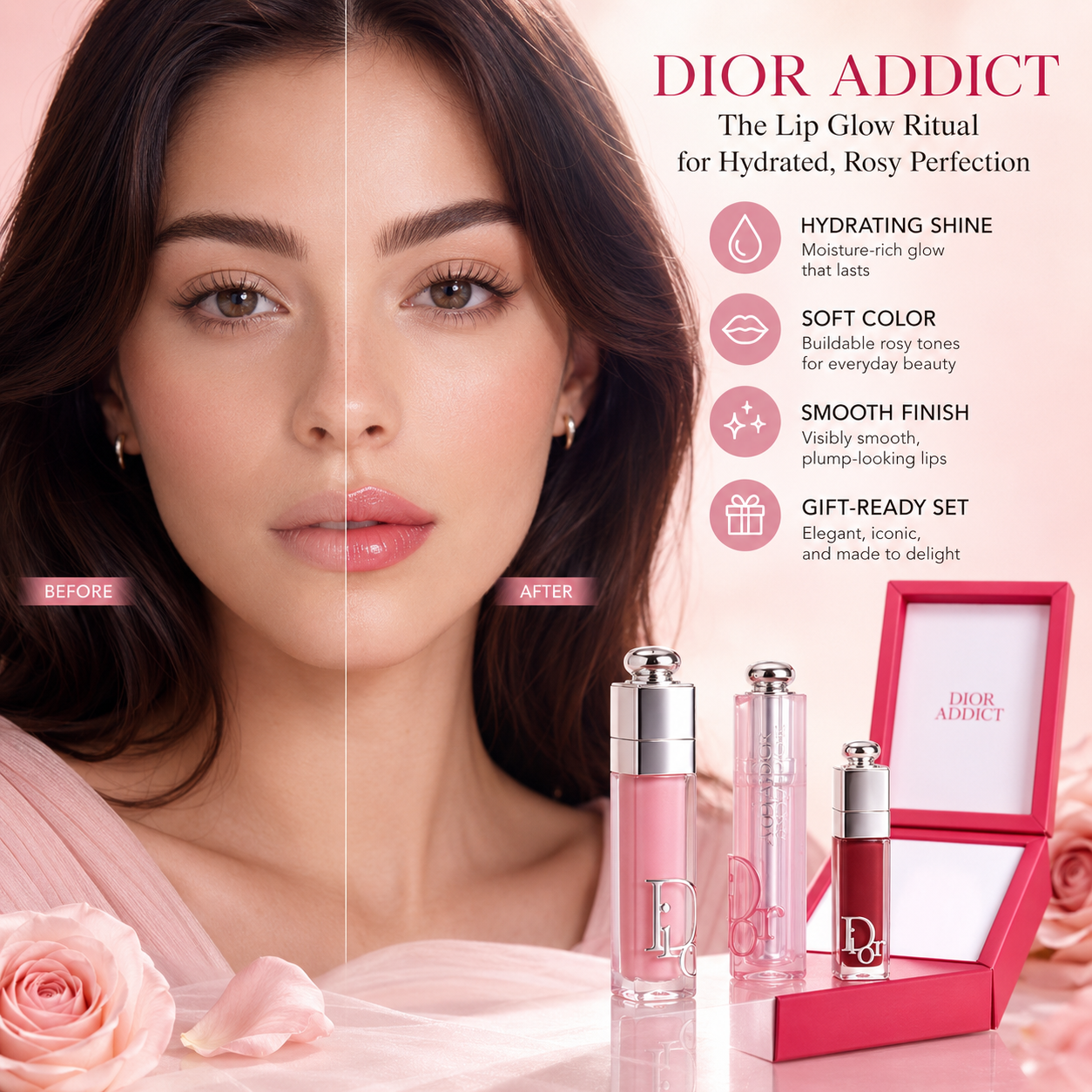 Dior Addict Lip Gift Set – Luxury Rosy Gloss & Lip Glow Kit