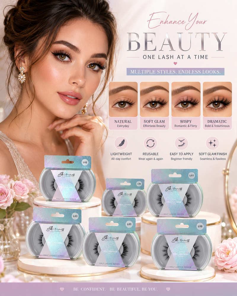 Half Lashes Series – Reusable Soft Glam False Eyelashes
