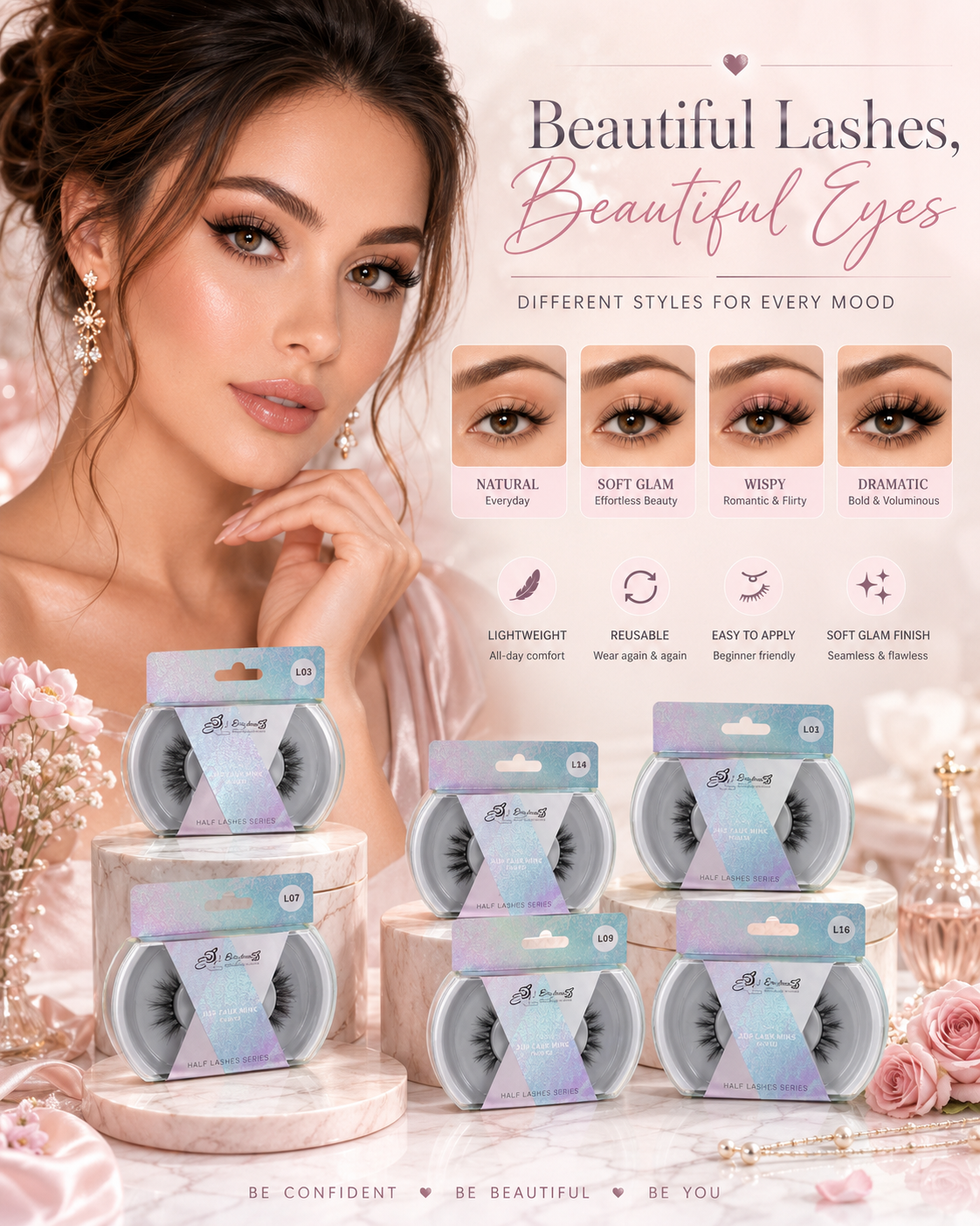 Half Lashes Series – Reusable Soft Glam False Eyelashes