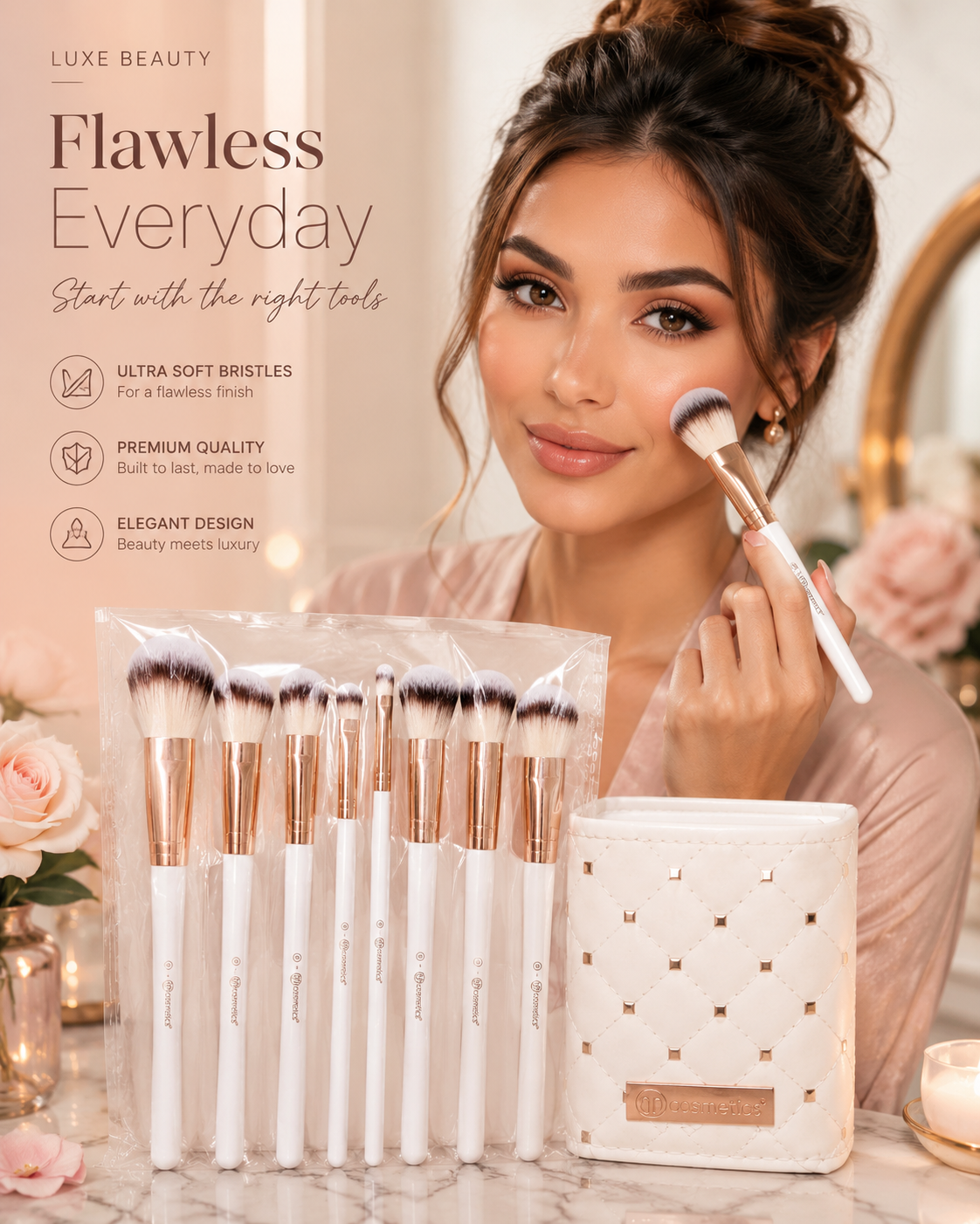 Luxury Makeup Brush Set with Holder – Soft Beauty Tools
