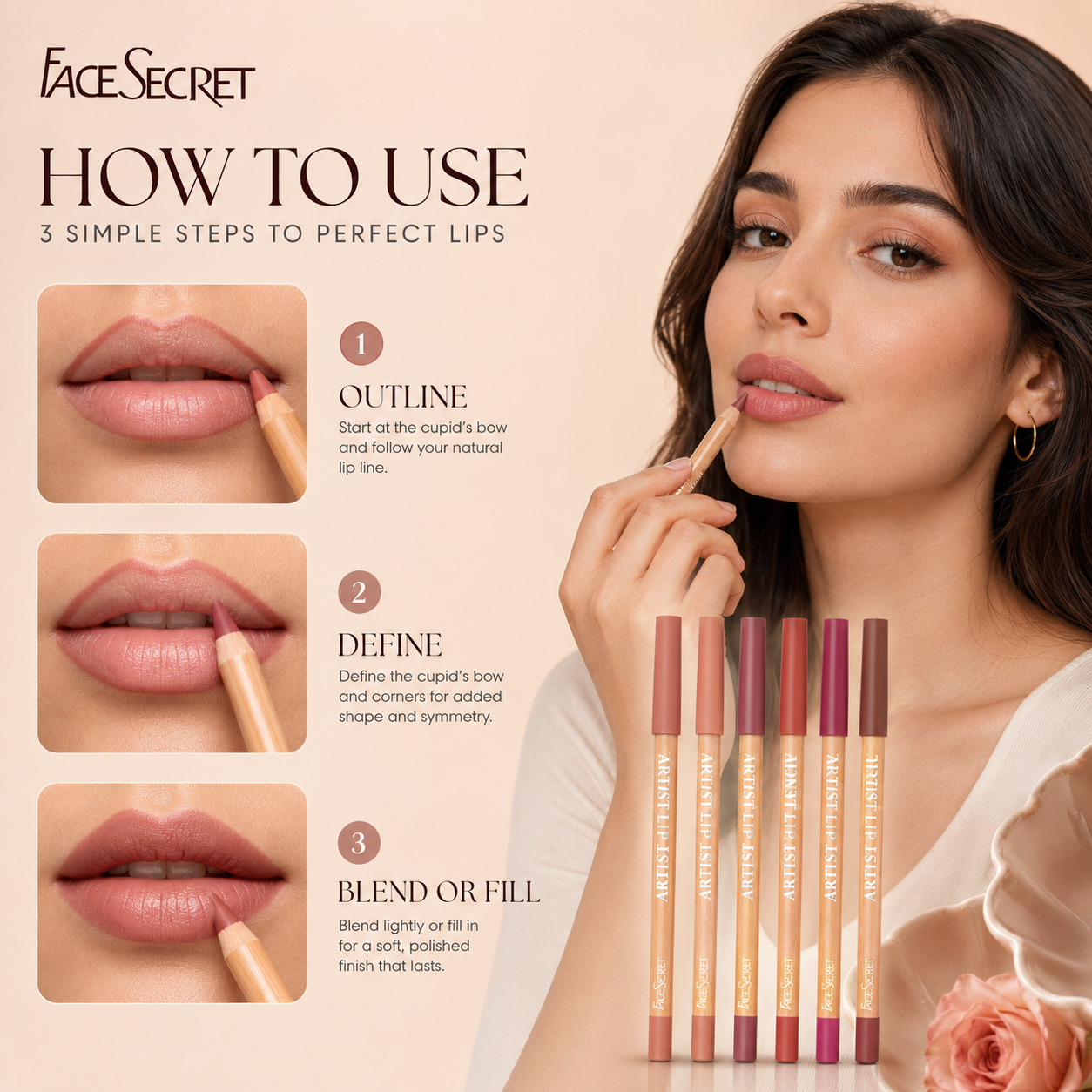 FaceSecret Artist Lip Pencil – 26 Shade Luxury Lip Liner