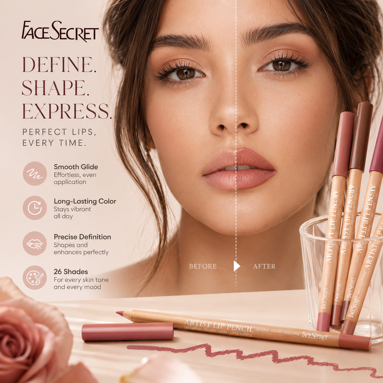 FaceSecret Artist Lip Pencil – 26 Shade Luxury Lip Liner