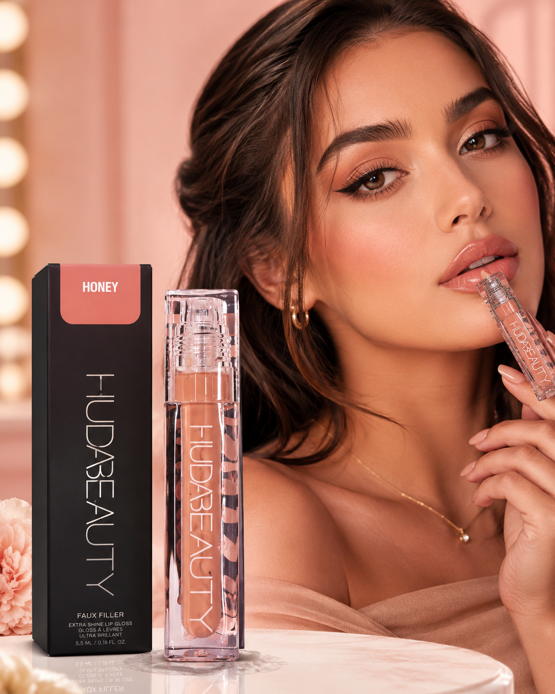 Huda Beauty Faux Filler Lip Gloss – Extra Shine Finish