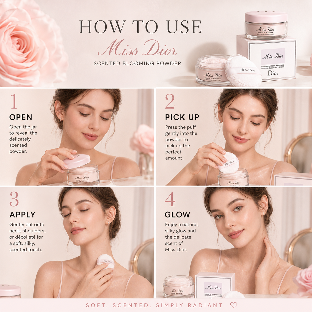 Miss Dior Scented Blooming Powder – Luxury Soft Glow Body Powder