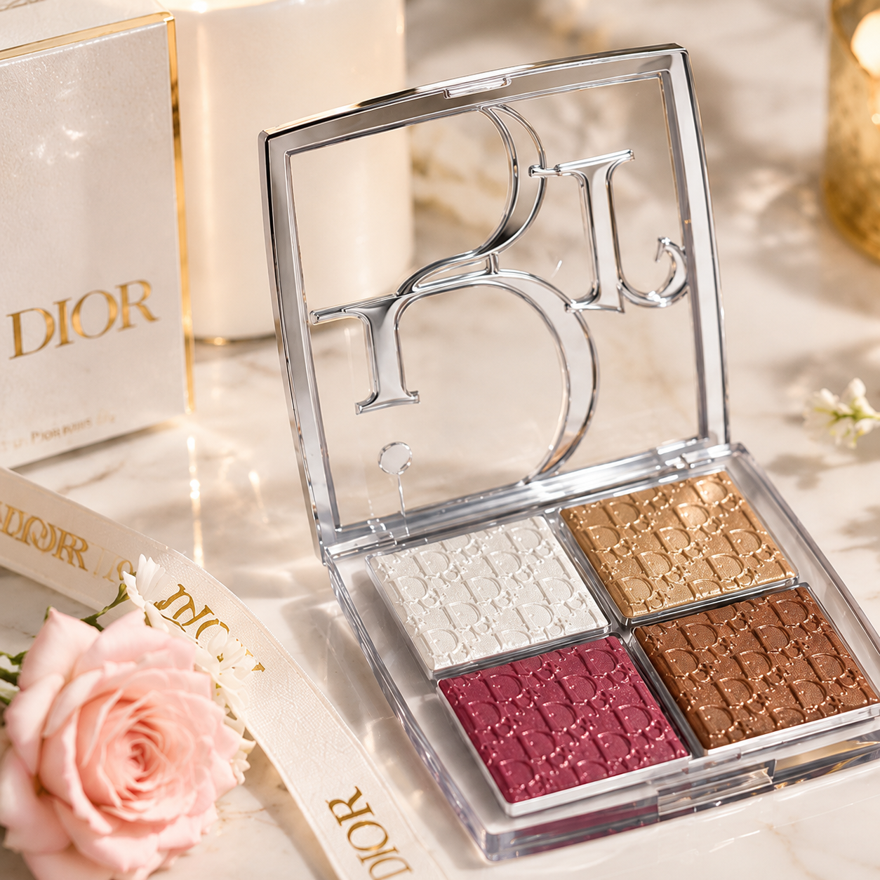 Dior Glow Face Palette – Luxury 4-Shade Highlighter & Blush