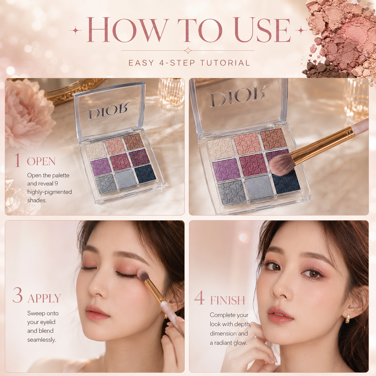 Dior 9-Color Eyeshadow Palette – Luxury Shimmer Eye Makeup