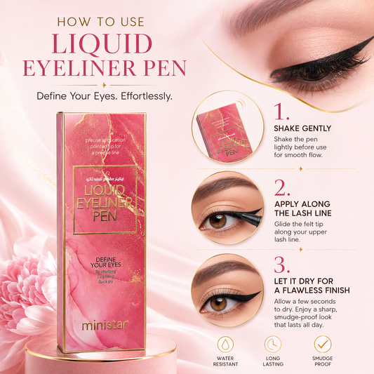 Ministar Liquid Eyeliner Pen for Sharp Smudge-Free Eyes