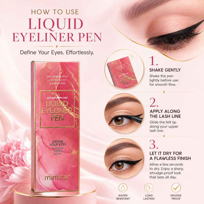 Ministar Liquid Eyeliner Pen for Sharp Smudge-Free Eyes