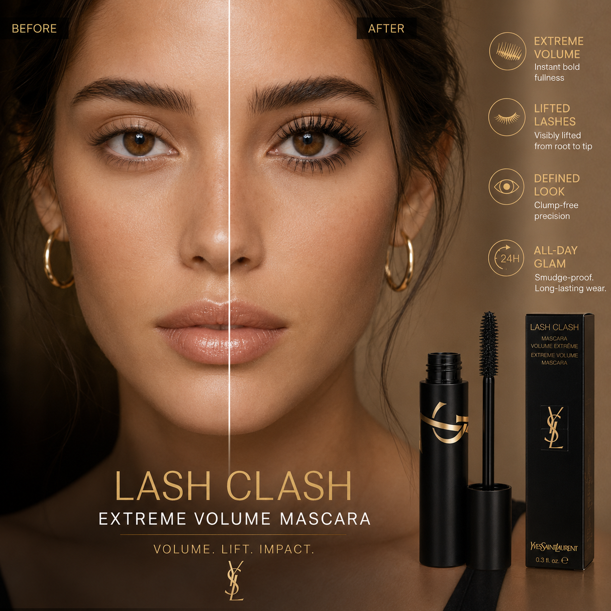 YSL Lash Clash Extreme Volume Mascara – Bold Luxury Lashes