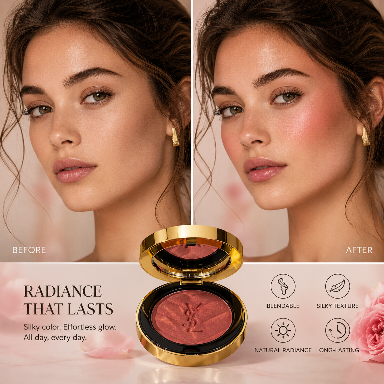 YSL Luxury Blush Compact – Rosy Glow Cheek Powder